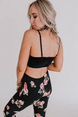 Jessa Velvet and Lace Bralette (Black)