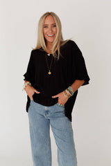 Let Me Be Ruffled Top (Black)