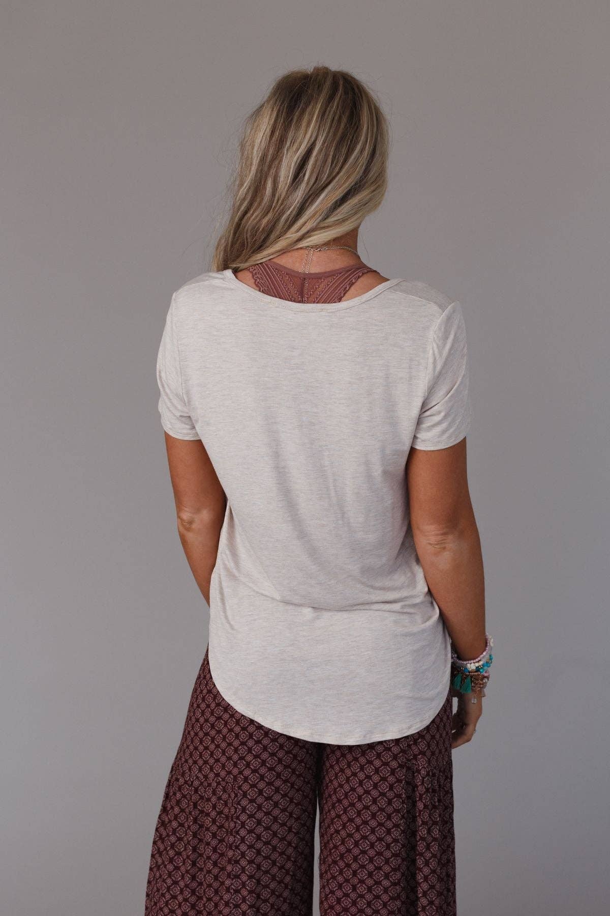 Scoop Neck Bralette Tee (Heather Oatmeal)